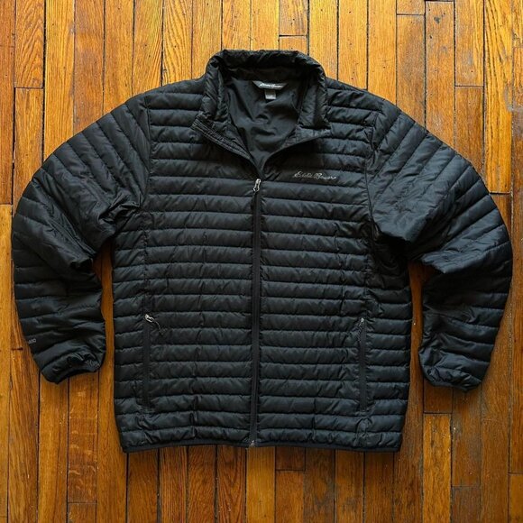 Eddie Bauer EB650 Goose Down Quilted Pack-able Puffer Jacket Men Large‎ Black. - Picture 1 of 8